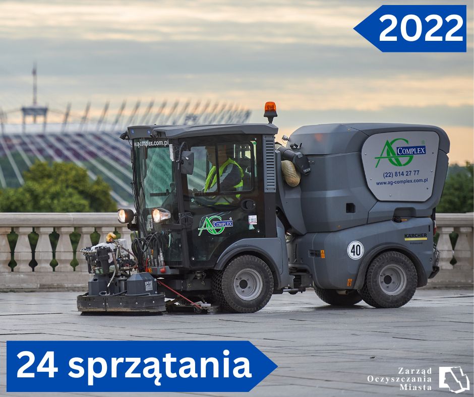 Szorowarka sprząta chodnik, Dane: 2022, 24 sprzątania